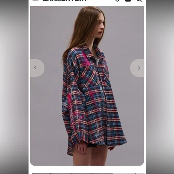 R13 NWOT Drop Neck Workshirt in Blue Plaid - Picture 2 of 11